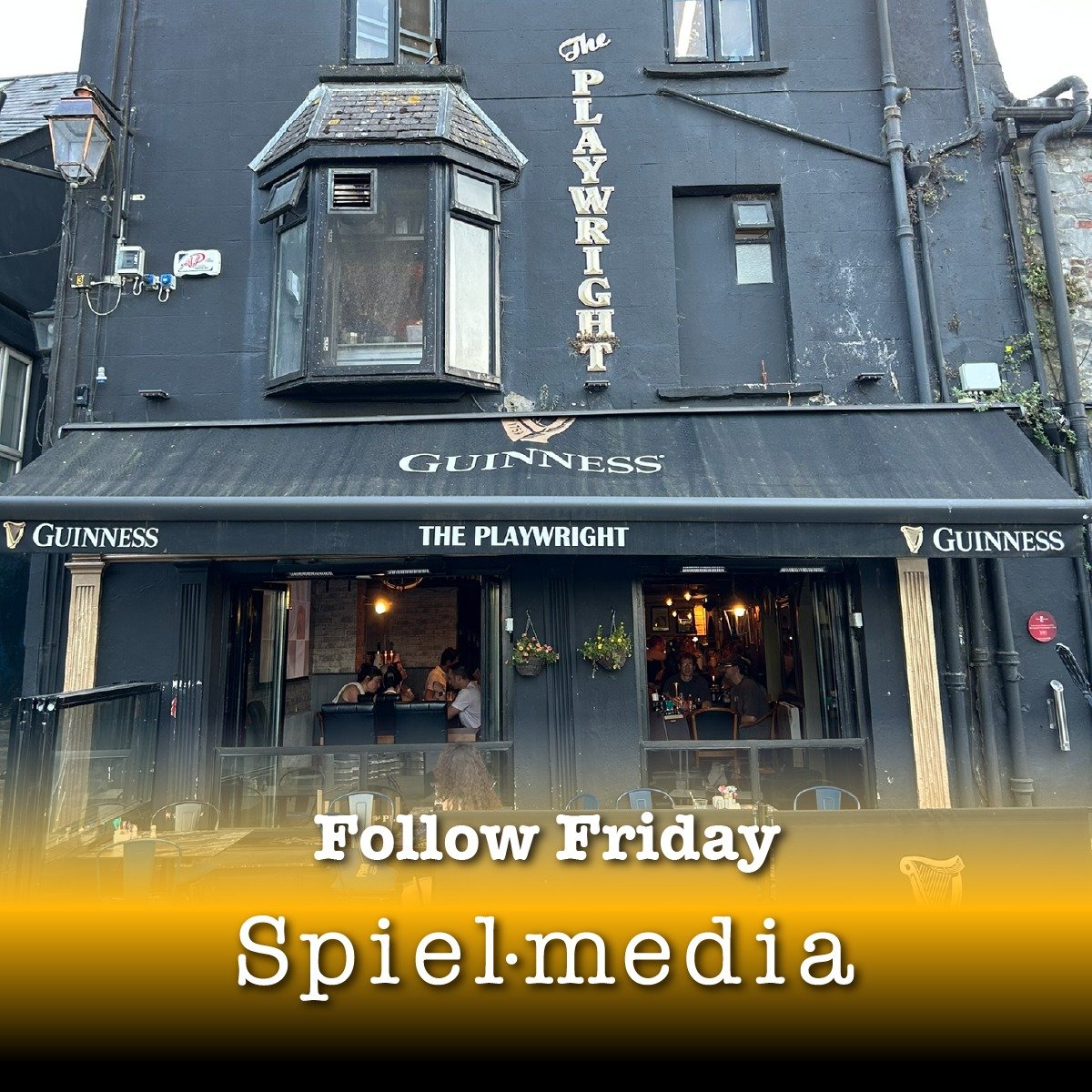 🙌✨ Follow Friday ✨🙌
It’s that time of the week where we shine a light on businesses we love working with — and ones we’d love to work with in the future 👀
This week, we’re giving a shoutout to Playwright Bar Kilkenny - @playwright.kilkenny. The Playwright is a bar and restaurant simultaneously on High Street and Kieran's Street. They have tasty food, live music and mighty craic. And in this heat, they have outside seating!
At Spiel Media, we’re all about building connections, telling stories, and supporting ambitious brands. 
Who else should we be following?
Tag a business below that deserves a bit of extra attention — or one you think we should collaborate with next 👇
Because great stories are everywhere…
What’s your story?