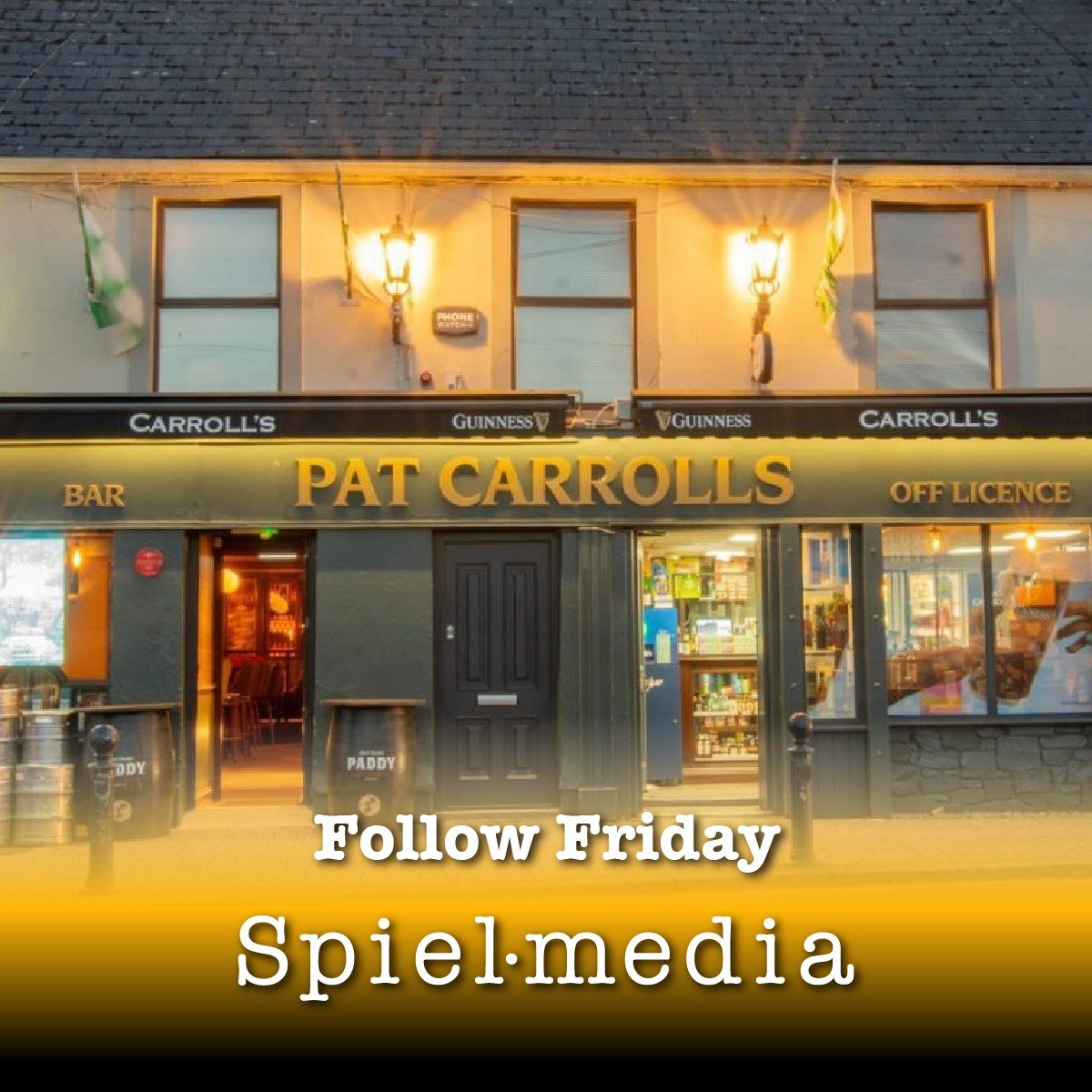 🙌✨ Follow Friday ✨🙌

It’s that time of the week where we shine a light on businesses we love working with — and ones we’d love to work with in the future 👀
This week, we’re giving a shoutout to Pat Robert Carroll - @patcarrollskilkenny . This local pub with a Beer Garden and attached Off License has been serving pints for over 40 years! They're a big supporter of the GAA and a lively local where good craic and your takeaway favourites are all under one roof.

At Spiel Media, we’re all about building connections, telling stories, and supporting ambitious brands.
Who else should we be following?
Tag a business below that deserves a bit of extra attention — or one you think we should collaborate with next 👇
Because great stories are everywhere…
What’s your story?

#FollowFriday #SpielMedia #WhatsYourStory #SupportLocal #BusinessCommunity #CreativeAgency